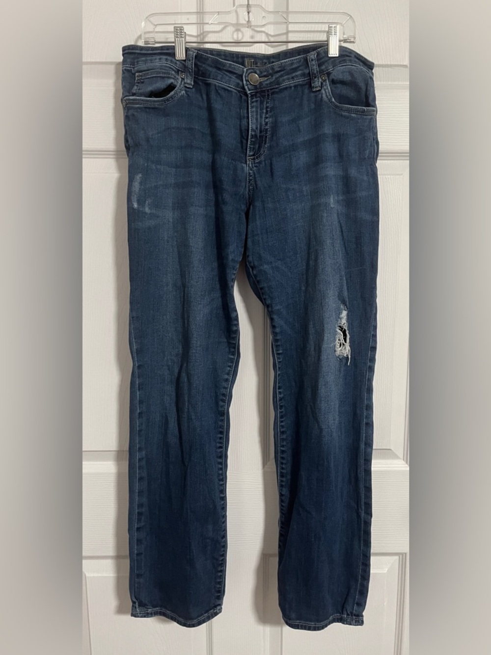 Kut from the Kloth Women's Blue Dark Wash Boyfriend Distressed Denim 5-
Pocket